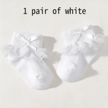 5/1 Pair Bowknot Lace Ruffle Baby Girl Socks, Multi-Color Princess Style Socks Suitable For Infant Girls, Soft Breathable Ruffle Socks Suitable For Toddler Girls - Multicolor - View 17