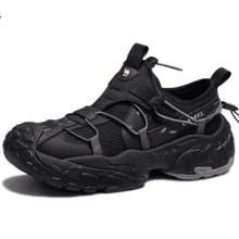 CAMEL CROWN Spring Retro Thick-Soled Height-Increasing Breathable Outdoor Sports Casual Shoes - Black - View 5