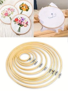 [1 cái] Khung thêu, Khung thêu tre điều chỉnh được, Dụng cụ hỗ trợ thêu ruy băng thủ công DIY, Có các kích thước 8cm/10cm/13cm/15cm/18cm/20cm - dây treo tre - Xem 9