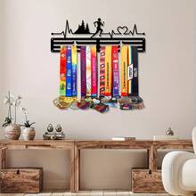 1个壁挂式波西米亚风金属奖牌展示架 - 多功能悬挂式奖牌收纳架，适合作为节日礼物，也适用于客厅、卧室、办公室、家居装饰，是运动员和体育爱好者的完美礼物。 - 黑色 - 查看 10