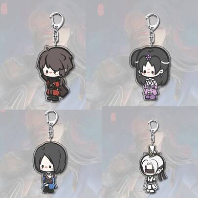 Cartoon Q Version Of Martial Arts Anime Cartoon Character Acrylic Keychain Pendant Double Side Key Bag Accessories Firend Gift