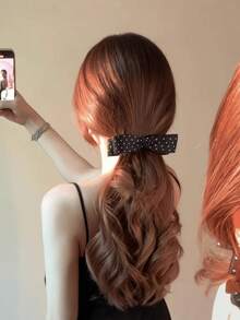 Cute Black & White Polka Dot Bow Hair Clip, Butterfly Hair Tie, Versatile Hair Claw Hair Accessories, New Arrival - Multicolor - View 1
