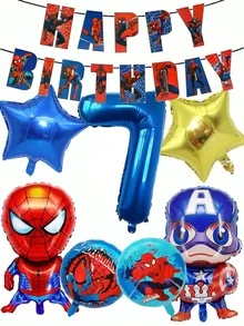 Marvel 蜘蛛侠漫威主题生日派对装饰套装，包含卡通气球和32英寸大数字装饰，适用于庆祝活动和礼品/花束。 - 氣球套裝 - 查看 14