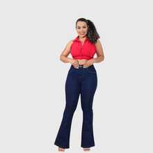 Women's Flare Jeans With Marbled Texture, Shaping Effect, Plus Size, Curve Style, Simple Casual Style, Pockets, Zipper, Button Closure, Office Wear, Autumn/Winter - Softened. - View 3