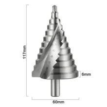 6-60mm Step Drill Bit Spiral Groove Pagoda Hole Cutter Metal Sheet Cone Drill Bit Triangular Shank Step Hole Opener Reamer - 6-60mm - View 4
