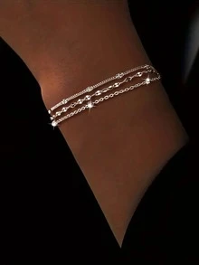 1 pieza Pulsera de plata de ley S925 de lujo y elegante con múltiples capas y destellos, adecuada para usar en fiestas, accesorio versátil de diseño único, regalo de vacaciones para mujeres - tercer piso - Ver 5