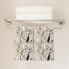 2 pièces Serviettes de cuisine minimalistes de couleur café avec motif d'oie, en matériau polyester doux. Convient pour la décoration de cuisine, le nettoyage, la décoration de fête, les essentiels de cuisine et de salle de bain, la décoration d'intérieur, un cadeau de pendaison de crémaillère. - Multicolore - Voir 9