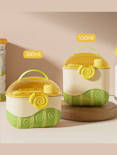 1个大容量婴儿房收纳盒，可爱卡通设计，密封性好，有效防潮防尘，易于清洁，可重复使用，隔层设计方便分类，便携轻巧，适合户外携带，适合开学季，是居家、旅行和幼儿园的理想之选，多功能收纳婴儿食品、零食和小物件。