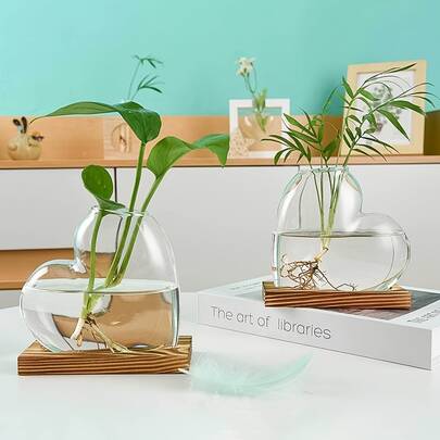 1set Creative Hydroponic Glass Vase Flower Arrangement Hanging Bottle Green Radish Copper Flower Grass Desktop Decoration Glass Crafts