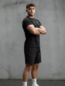 Type One Men's Bermuda Shorts Zipper Pocket Tactel Elastane Sports Shorts Gym Training Shorts Running Summer Loose Pocket Drawstring Beach For Going Out Night Casual Weekend Sports Cycling Holiday Birthday Christmas Valentine's Day Father's Day New Year - 黑色 - 查看 3