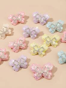 10pcs Girls Sequin Bow Hair Clips, Suitable For Bangs & Side, Everyday Wear - Multicolor - View 3