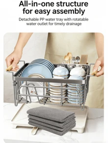 304 Stainless Steel Bowl Dish Rack, Kitchen Storage Rack, Draining Basket - Multicolor - View 10