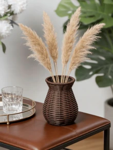 1个藤编花盆，复古藤编花篮花瓶 - 非常适合客厅和卧室装饰，理想的拍照道具，家居装饰，花瓶，餐桌摆件，乡村风格装饰花瓶，仿藤编花瓶装饰，手工编织塑料藤编花架，室内桌面橱柜干花创意家居装饰，室内外花园装饰，适合中小型植物 - 藤編花盆 - 查看 4