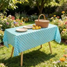 1 件 54 x 108 英寸蓝色背景白色圆点桌布，蓝白相间一次性塑料长方形野餐桌布，适合家庭聚会、野餐、婴儿派对、生日派对等场合。 - 藍色 - 查看 4