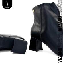 Vizzano Napa Geneva Country Boot With Low Block Heel - Side Zipper - Black - View 9