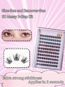 100pcs C-Curl Curly Anime False Eyelashes, Soft DIY Segmented Flocking Lashes, 5D Fluffy Natural Look Fake Eyelashes - View 3