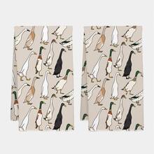 2 pièces Serviettes de cuisine minimalistes de couleur café avec motif d'oie, en matériau polyester doux. Convient pour la décoration de cuisine, le nettoyage, la décoration de fête, les essentiels de cuisine et de salle de bain, la décoration d'intérieur, un cadeau de pendaison de crémaillère. - Multicolore - Voir 11