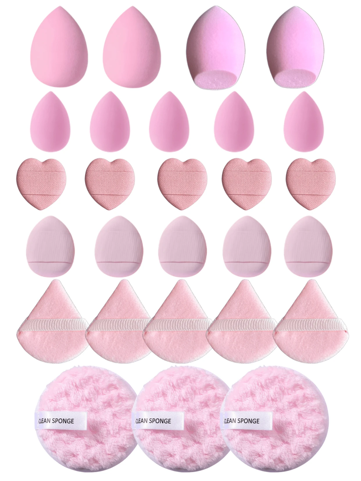 27 Pieces Sponge Set | Professional Blending Sponges For Foundation, Powder & Toner - Ultra-Soft, Full-Coverage Face Makeup Tools (Bulk Wholesale) - Pink - View 1