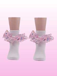 1双荷叶边公主芭蕾舞袜，适合婴儿/幼儿/儿童 - 彩色 - 查看 7