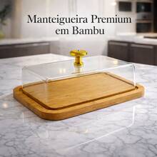 Porta Queijo Queijeira de Madeira com Tampa Acrílica Porta Frios Manteigueira com Grande Capacidade - Visão 7