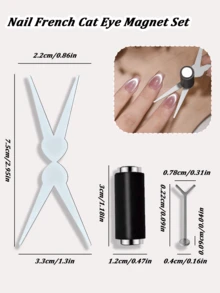 3件套Y型猫眼磁性贴片，可拼出心形和爪印形状，Y型磁性美甲工具，美甲用品，返校季必备，适用于美甲贴纸 - 彩色 - 查看 4