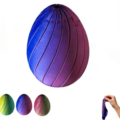 1pc Large 7cm Twisty Egg, 3D Printed Smooth Egg, Random Color Desktop Decor, Easter Egg Toy, Easter Basket Filler, Party Favor