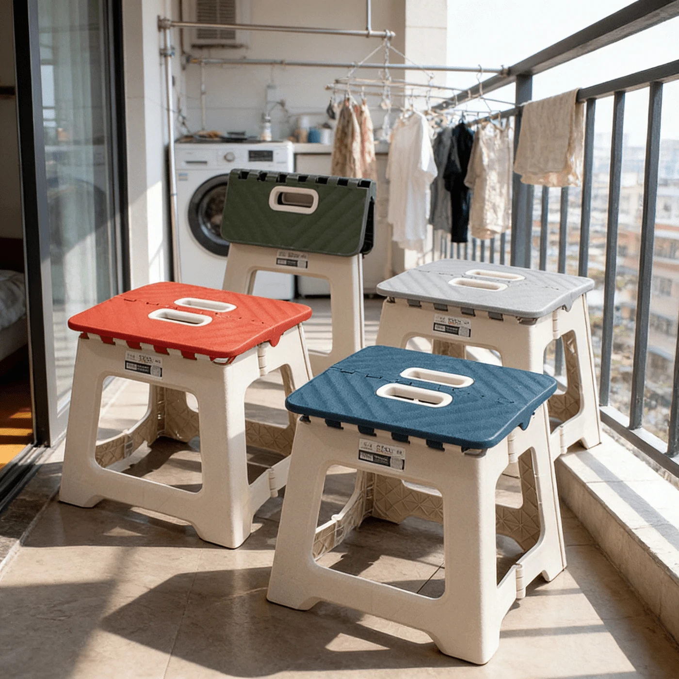 Taburete plegable de uso intensivo de 150 kg, taburete plegable multiusos para el hogar, la cocina, portátil y ahorra espacio - Multicolor - Ver 1