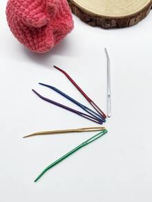 Bộ 6 kim thêu nhiều màu sắc, kim may cong thích hợp cho len, khâu áo len, thêu nỉ, thủ công mỹ nghệ Scandinavia, tự làm đồ dùng ký túc xá, sửa chữa áo len, quà tặng bạn bè. - Kim cong lỗ lớn bằng nhôm - Xem 5