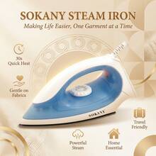 SOKANY 家用手持式迷你便攜電熨斗 陶瓷底盤設計 適用於各種衣物 恆溫熨燙 不傷衣 可調溫控 過熱保護 - 藍色 - 查看 1