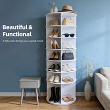 BorealBear 1 Pc Of Heavy-Duty Display Shoe Rack, 7-Tier Rotating Storage Shoe Rack, Multi-Functional Storage Rack, Large-Capacity Shoe Cabinet, With Sturdy Reinforcement Of Buckles, Easy To Assemble, Suitable For Organizing And Storing Shoes And Handbags - 查看 9