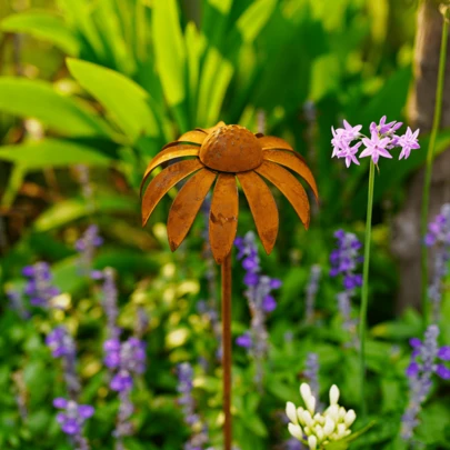 1个锈紫色雏菊花园装饰地插，创意植物造型热销花园插杆，庭院草坪装饰，适合圣诞节，锈紫色锥花花园装饰地插，锈紫色锥花花园装饰地插，创意植物造型热销花园插杆