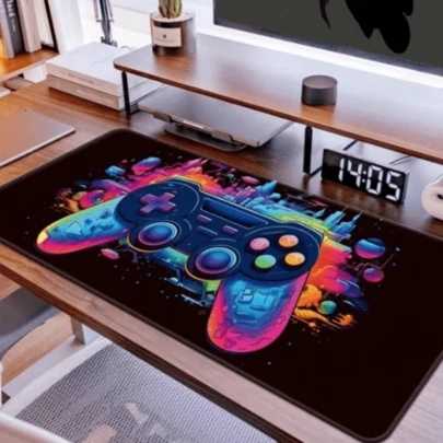 游戏鼠标垫，游戏手柄鼠标垫，大型办公桌垫，带缝边和防滑设计，返校季游戏鼠标垫，办公桌配件，办公用品，桌面配件，鼠标垫，桌面鼠标垫