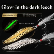 1 chiếc mồi câu cá hình thìa phát sáng bằng kim loại, trọng lượng 5-20g, dùng cho câu đêm, có kim sa và lông vũ, kèm lưỡi câu ba ngạnh. - Nhiều màu - Xem 3