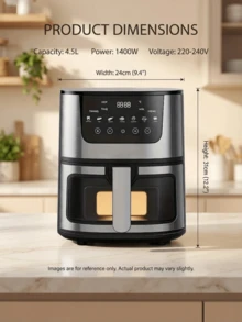 9合1大容量空气炸烤箱，360°热风循环，健康无油烹饪 - 銀色 - 查看 3