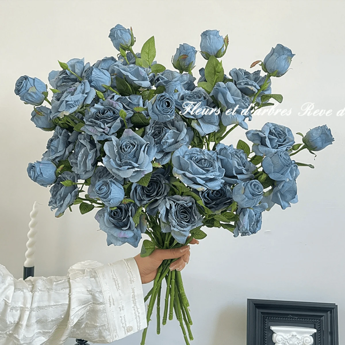 1/2/3 Pcs Artificial Rose Flowers, 52cm Fake Flowers Suitable For Wall, Living Room, Bedroom, Wedding, Party Decor, Tabletop Filler, Home, Desk Decor, Kitchen, Wedding, Tabletop, Center Decor, Office, Garden, Outdoor, House, Yard Decor, Spring Summer Autumn Winter Decoration - Blue - View 1