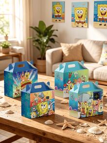 SpongeBob SquarePants Bộ 12 hộp quà tặng chủ đề nhân vật hoạt hình SquarePants dễ thương - Túi quà giấy sáng tạo, hộp quà tặng thực phẩm sưu tầm. - Nhiều màu - Xem 4