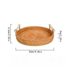 Round Rattan Tray With Handle - Woven Rattan Decorative Storage Tray With Sturdy Base, Cute Rustic Design, Easy To Clean - Rattan Tray Suitable For Decor, Breakfast, Coffee Table, Fruit, Vegetables, Bread, Dining And Kitchen Use, Home Decor, Outdoor Picnic, Great For Weddings And Birthdays, Ladies Gifts - Multifärgad - Visa 11