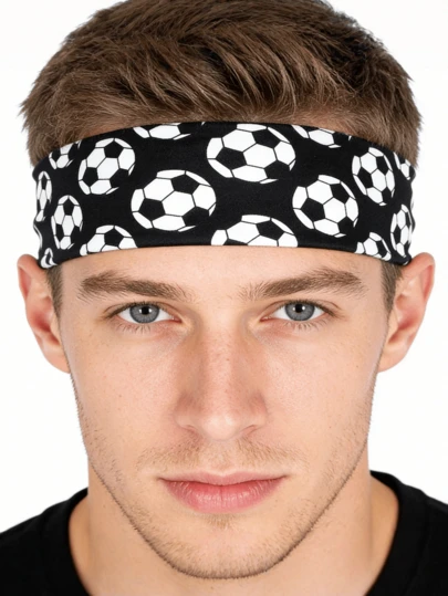 1pc/2pcs Football Headband, Printed Elastic Sports Sweatband, Football Accessory Headband Summer Hair Accessories Beach Claw Clips Vacay Hair Clips