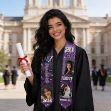 Regalo de graduación personalizado con texto/logo/foto, bufanda de graduación personalizada 2026, bufanda de felicitación 2026, chal tejido adecuado para ceremonias y fiestas, diseño de vanguardia, lavable a máquina, adecuado para graduados de 2026, Clase de 2026 - 2026 - Ver 4