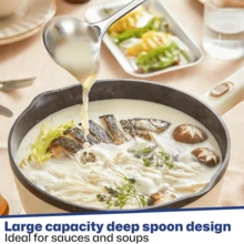 Stainless Steel Sauce Ladle With Pouring Spout, Gravy And Soup Serving Spoon With Slight Handle, Durable Cooking Ladle For Sauces, Broth, Soup And Kitchen Food Serving - Silver - View 4