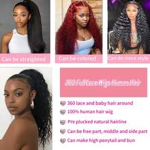 Hidden Strap 360 Lace Front Wigs Human Hair Glueless 250 Density Deep Wave Curly Human Hair Wig With Invisible Drawstring Wet And Wavy Lace Frontal Wigs Natural Hairline  5x5 6x4 Curly Lace Closure Wigs 13x4 13x6 HD Deep Wave Human Hair Wig For Women Natural Black - Natural Black - 查看 5