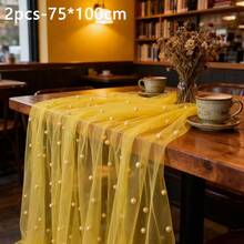 1pc Pearl Decor Sheer Fabric, Photography Backdrop, Can Be Used As Table Runner, Pearl Background Tablecloth, White Pearl Sheer Tablecloth For Wedding, Wedding Arch Decor, Wedding Reception, Bridal Shower, Party Decoration - Multicolor - View 22
