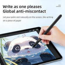 Compatible con iPad 2018-2025/Pro/Air/Mini Tablets, Lápiz óptico activo con control de inclinación, rechazo de palma, pantalla de nivel de energía LED, fijación magnética, punta reemplazable - Negro - Ver 3