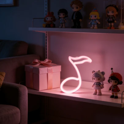 1PC Pink Music Note Neon Sign, USB/Battery Powered LED Night Light, Cute Eighth Note Shape For Bedroom & Party Decor