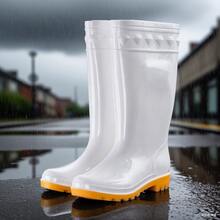 Women's Tall Waterproof Rain Boots, Non-Slip And Durable For Rainy Days, Outdoor Camping, Fishing, Commuting, Versatile Adult Water Shoes With Soft Soles For Year-Round Wear - White - View 6