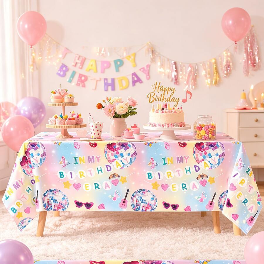 Retro Disco Music Singer Theme Plastic Tablecloth, Suitable For Fan Birthday Party And Friendship Gathering - Multicolor - View 1