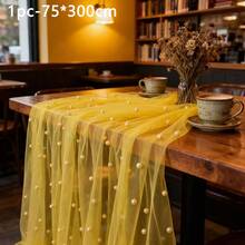 1pc Pearl Decor Sheer Fabric, Photography Backdrop, Can Be Used As Table Runner, Pearl Background Tablecloth, White Pearl Sheer Tablecloth For Wedding, Wedding Arch Decor, Wedding Reception, Bridal Shower, Party Decoration - Multicolor - View 28