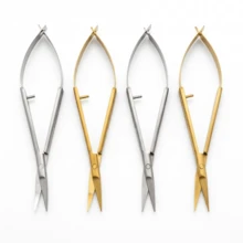 1pc Professional Stainless Steel Spring Action Eyebrow Scissors Precision Facial Hair Trimmer Cuticle Nipper Ergonomic Makeup Grooming Beauty Tool - Multicolor - View 2