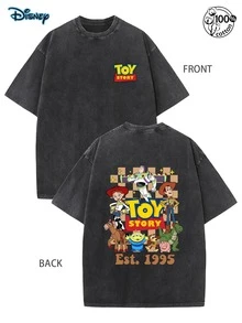 Disney Toy Story Cartoon Printed T-Shirt, Disney Woody Buzz Lightyear Loose Washed Cotton Short Sleeved Shirt, Disney Summer Men's Casual T-Shirt, Toy Story Themed Cartoon Family Portrait T-Shirt, 230G Washed High-Quality Cotton Double-Sided Printed T-Shirt Toy Story Est. 1995 Classic IP Loose Slimming Casual Top, Buzz Lightyear Woody Printed Youth Reducing Short Sleeved Shirt, Toy Story Three Eyed Cartoon Printed T-Shirt, Childhood Memories Killing Toy Story Est. 1995 Loose Casual Shirt, Disney Toy Story Summer Couple T-Shirt - 黑色 - 查看 3