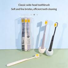 4 peças/3 peças/2 peças Escovas de Dente Adulto em Cores Pastel, Cerdas Macias, Pacote Familiar, Cabeça Larga, Minimalista e Elegante - Multicolorido - Visão 6